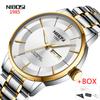 NIBOSI Fashion Quartz Watch for Men Luxury Stainless Steel Waterproof Luminous Date Week Cool Black Mens Watch Relogio Masculino