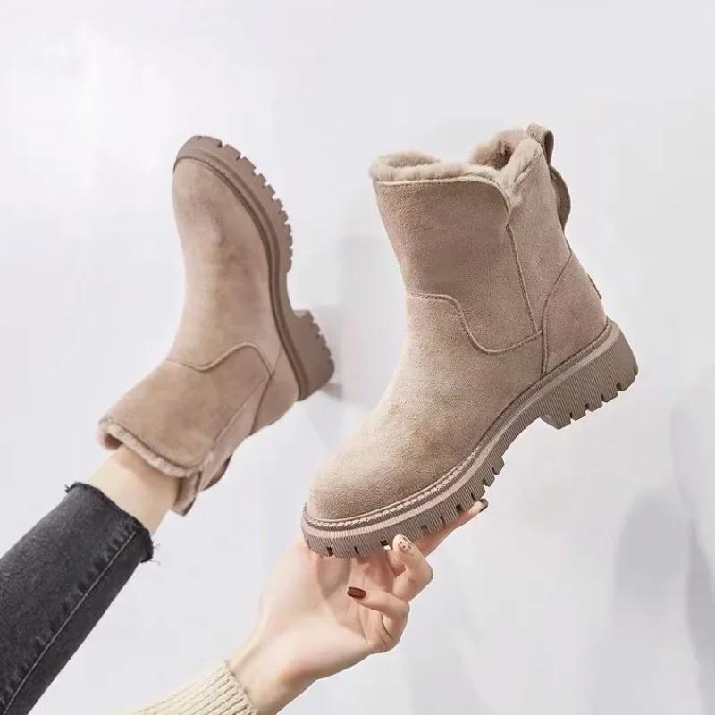 2025 Winter Women's Boots Plush Warm Snow Boots High Top Cotton Boots for Women Tassel Zipper Ankle Boot Botas De Mujer
