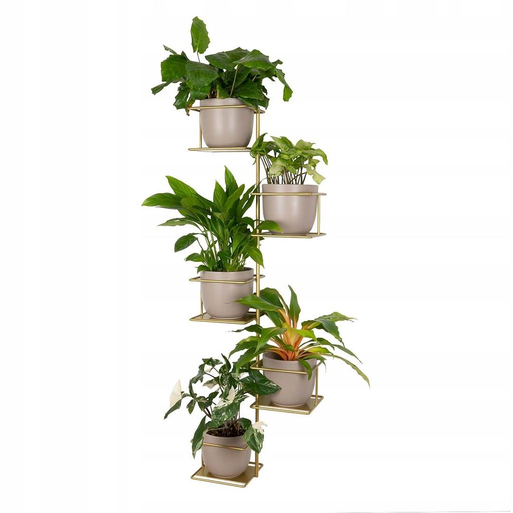 Glam Jungle 3 Metal Wall Planter Vertical Holder for 5 Pots Gold Cascading Plant Shelf