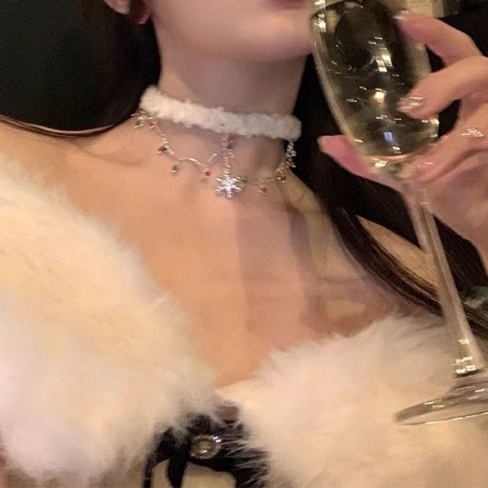 Santa Claus Christmas Plush Choker Christmas Tree Xmas Clavicle Chain  Girls