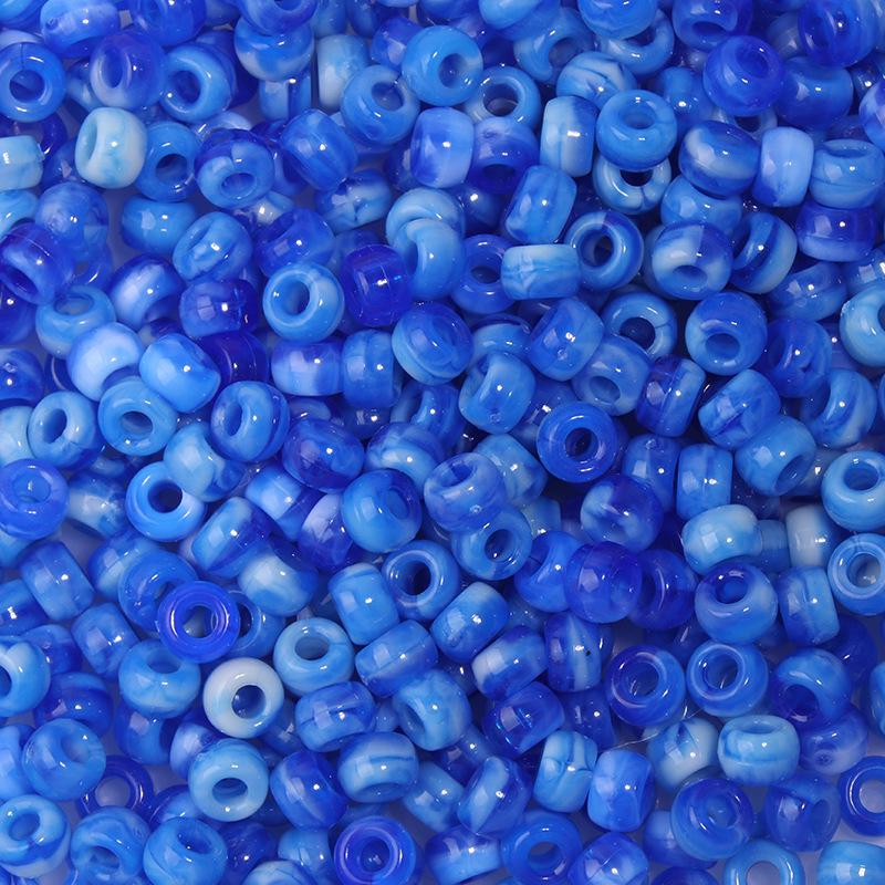 

100 шт. прозрачных матовых бусин-бочонков с большим отверстием - цветные луковые пудровые пластиковые бусины-пони для дредов и париков 100 pcs/pack