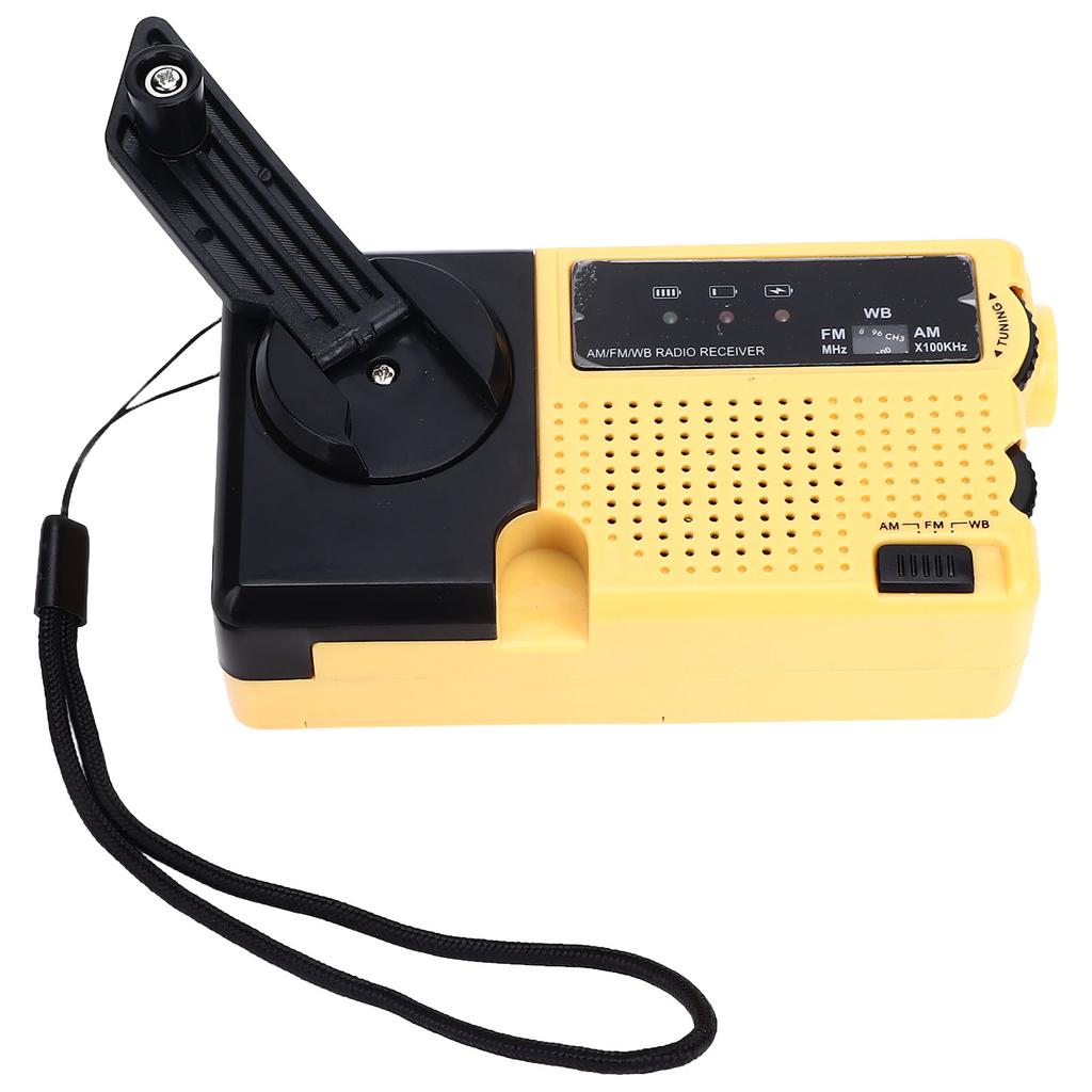 Hand Crank Flashlight Radio Portable Mini FM AM Weather Radio with LED Flashlight Yellow