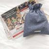 Gingham check cotton pouch
