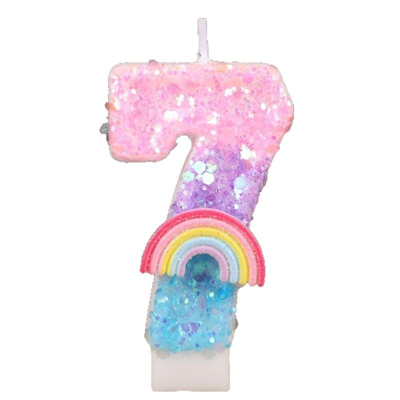 Rainbow Numbers Birthday Candles Cake Party Decoration Birthday Handmade Candles 0-9