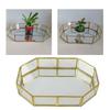 Gold Perfume Tray For Jewelry Cosmetics Nonslip Glass Organizer For Rings Earrings Bedroom Bathroom Decoration