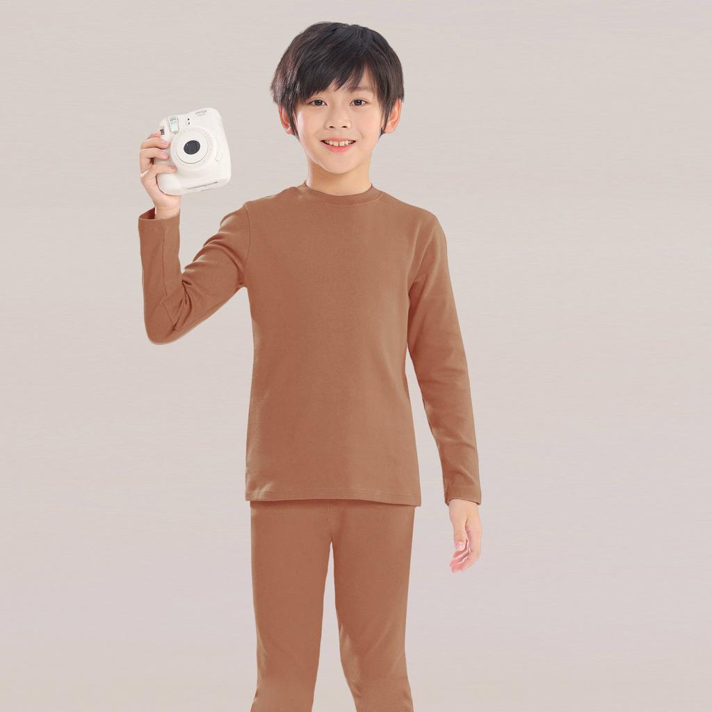 Autumn Kids Basic Pajamas Sets Soild Cotton Warm Toddler Boys Girls Sleepwear Suit Long Sleeve Homewear Children Clothing