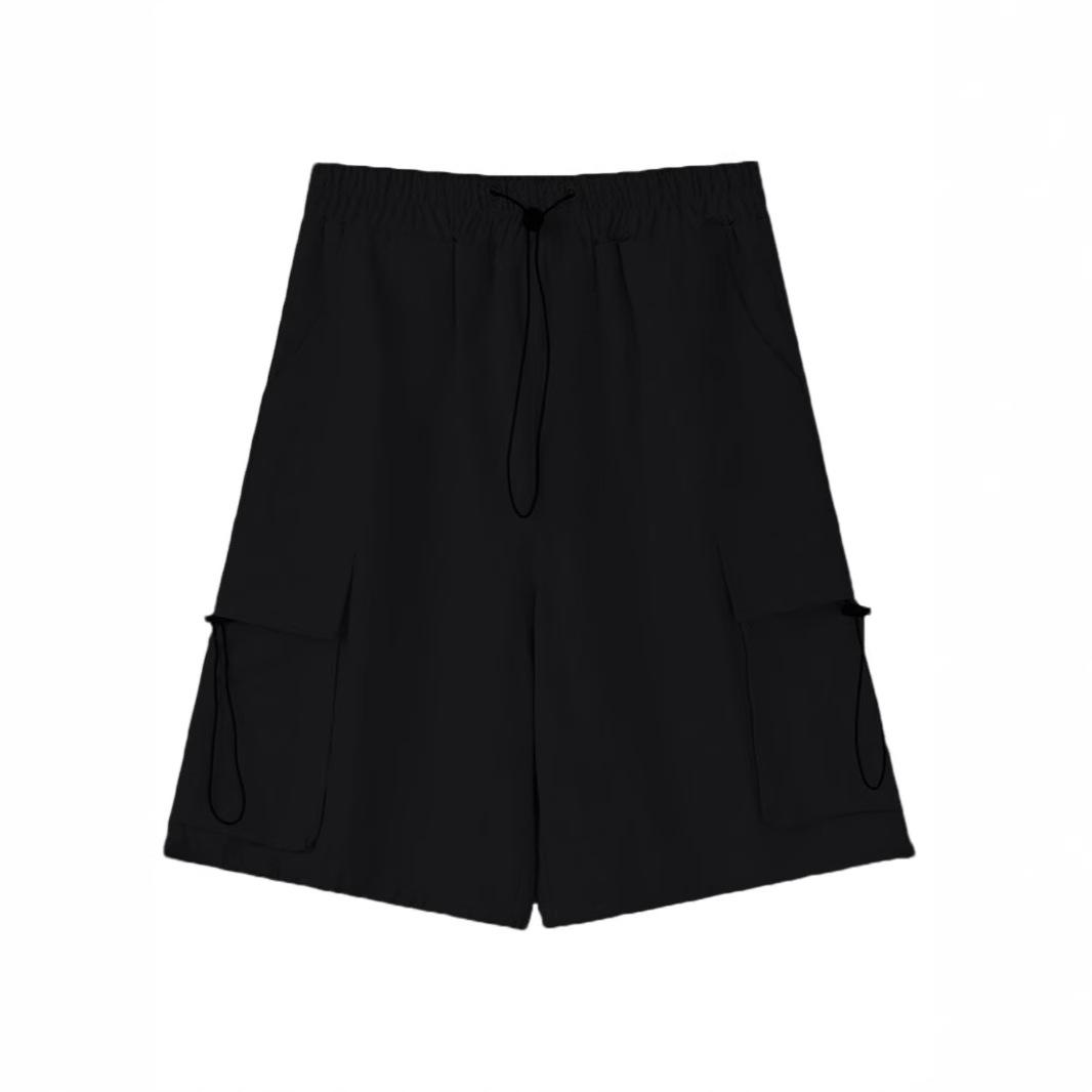 Women s Summer Thin Cargo Shorts 2026 New Loose Casual Wide-Leg Knee-Length Pants S чёрный