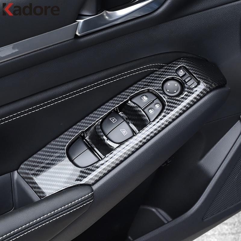 For Nissan Altima -  2024 2025 Carbon Fiber Car Inner Door Window Lift Switch Button Panel Cover Trim Accessories