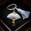Handmade Double-Sided Brocade Fan Keychain Pendant and Bag Charm