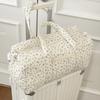 Quilted Travel Bag for Women Cute Floral Weekend Bag with Zipper Large Cotton Gym Bag Portable Workout Grocery Pouch