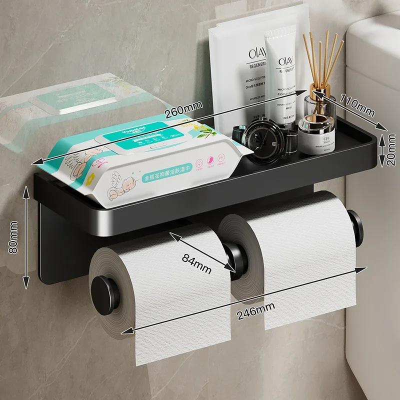 Portarotolo di Carta Igienica in Lega di Alluminio Montaggio a Parete per Bagno WC Porta Carta Telefono Scaffale Scaffale per Rotolo di Asciugamani Accessori