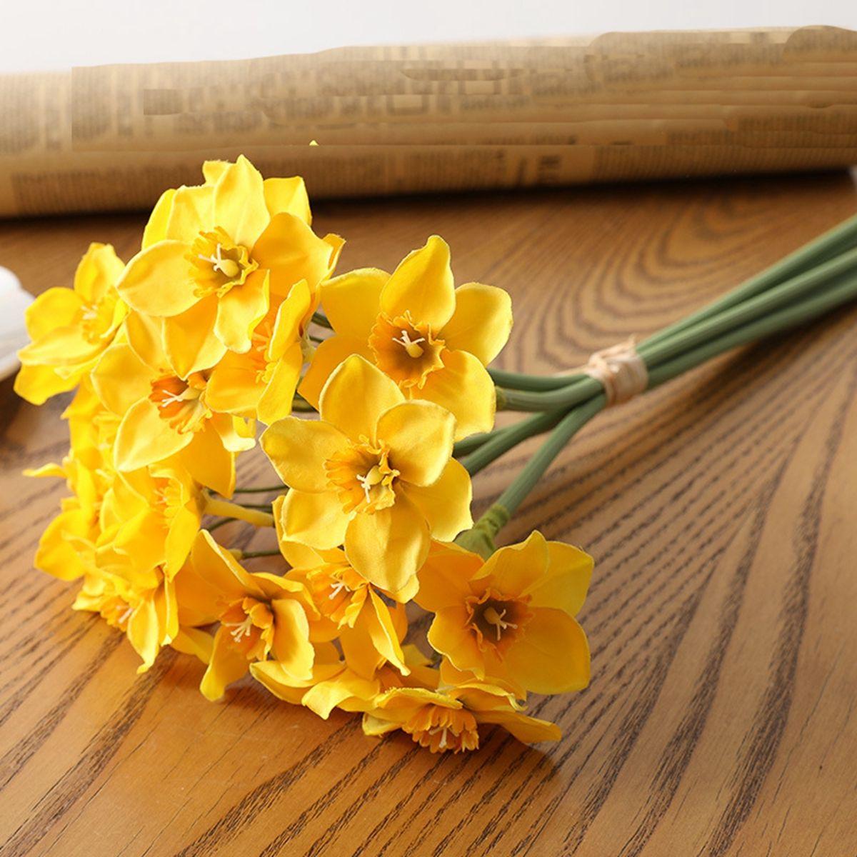 

6pcs/Lot Garland Home Decoration Wedding Wreath Daffodil Narcissus Fake Flowers Artificial Plant жёлтый
