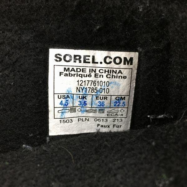SOREL Premium Snow Boots with Liner Size 4.5 21.5 Black(USED)