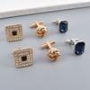 1 Pair Cufflinks Polished Smooth Surface Rhinestones Inlaid Round Shape Men Suit Shirt Cufflinks Shirt Button Replacement