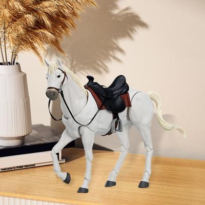 Figurine de Cheval en PVC Articulée Simulation Figurine de Cheval avec Selle Cheval Miniature