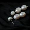 Three Pearl Earrings for Women's Fashion Freshwater Pearl Trend Simple and Versatile Earrings