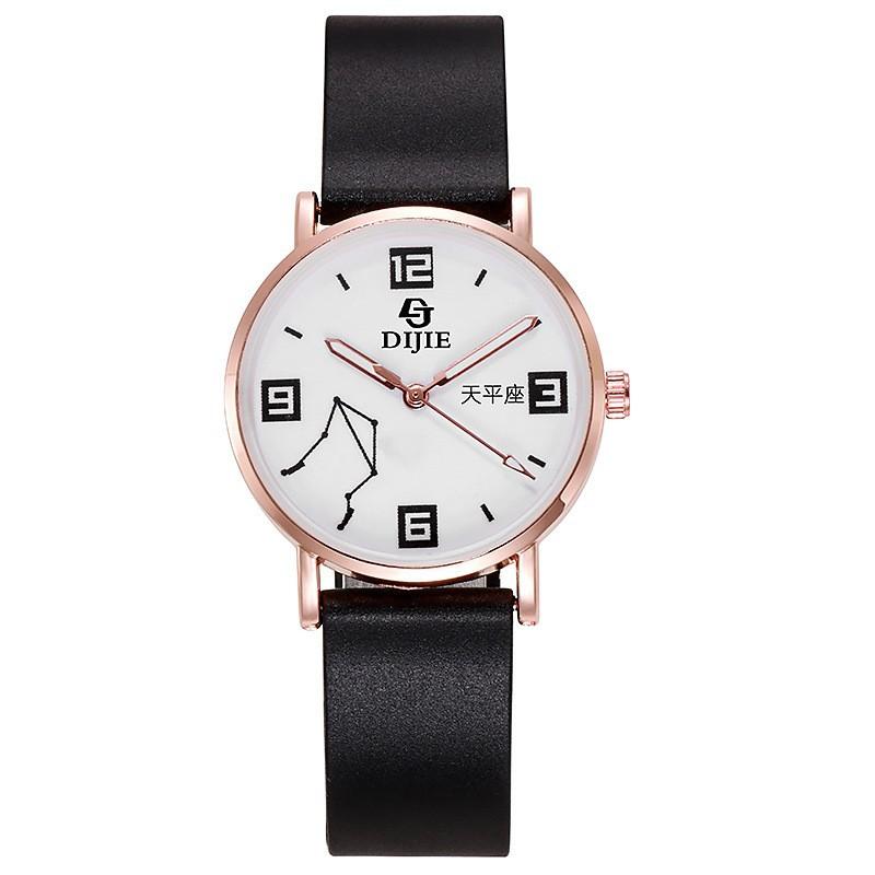 Dijie Damenuhr Leichter Luxus Nische PVC Zwölf Sternbilder Quarz Uhr Paar Modeuhr