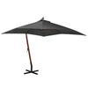 VidaXL Garden Parasol Hanging with Pole, Patio Sunshade, Sun Shelter, Terrace Parasol, Anthracite 3x3 M Wood 313774