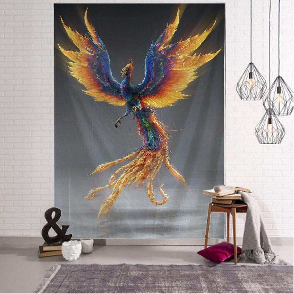 Fire Phoenix Wall Hanging Tapestry Flying Bird Art Decorative Blanket Curtain Hanging At Home Bedroom Living Room Decor