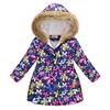 Autumn and Winter Children's Cotton Jacket Boys and Girls Fashion Printing Cartoon Big Boy Long Section Hair Collar Hooded Cotton Coat Jacket