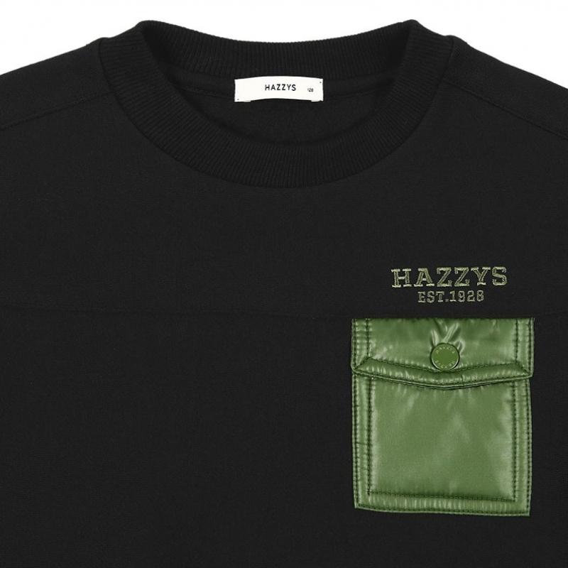 Hazzys Kids Woven Pocket Sweatshirt Huw11tm04m Bk