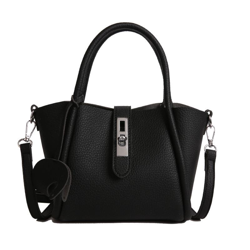 

New high-end handbag bag women s niche shoulder bucket bag crossbody commuter vegetable basket bag чёрный