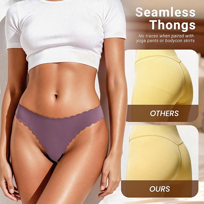 Seamless Thongs Women's Panties Sexy Thong Panties Low-Waist Underwear Stretchy Tight-fitting Thongs for Woman