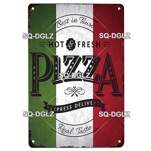 Vintage Metal Tin Sign Pizza Party Wall Decor Retro Kitchen Cafe Bar Home Plaque