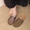 Baotou mesh half slippers women's outer wear 2025 summer new thick-soled Roman hollow breathable comfortable beach cool slippers