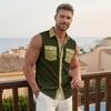 Men's Workwear Lapel Button-Down Vest Shirt - Lightweight Sleeveless Top