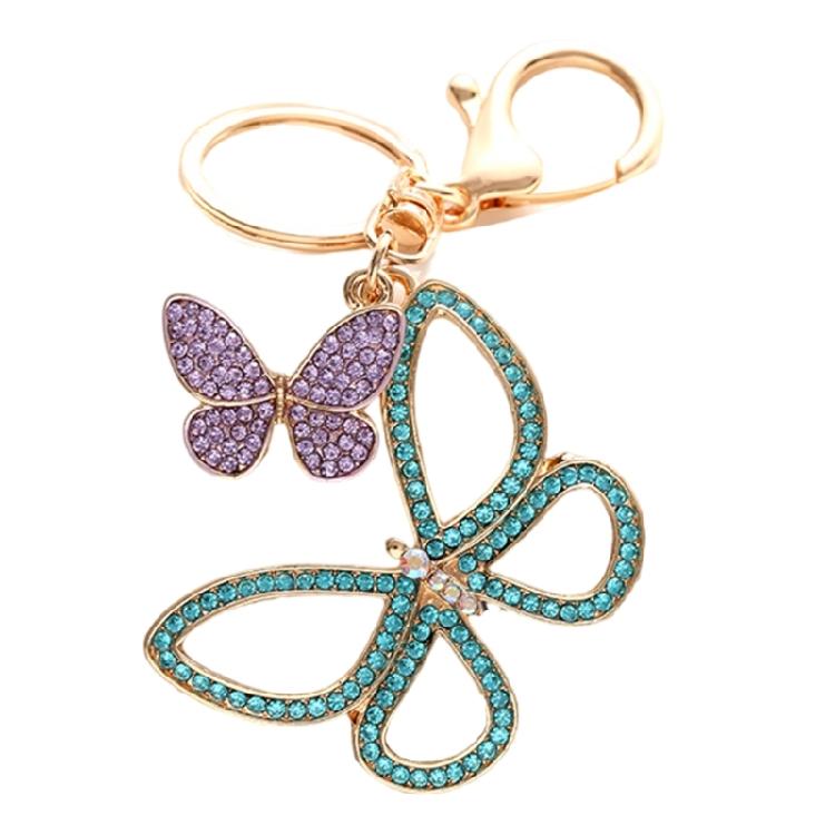 Delicate Butterfly Keychain Rhinestones Key Rings Colorful Key Chain Adornment