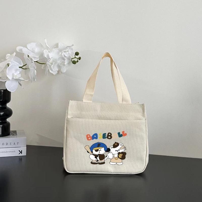 High-value Canvas Handbag Simple and Small Three-dimensional Bag Commuting Thickened To Work Bento Meal Bag