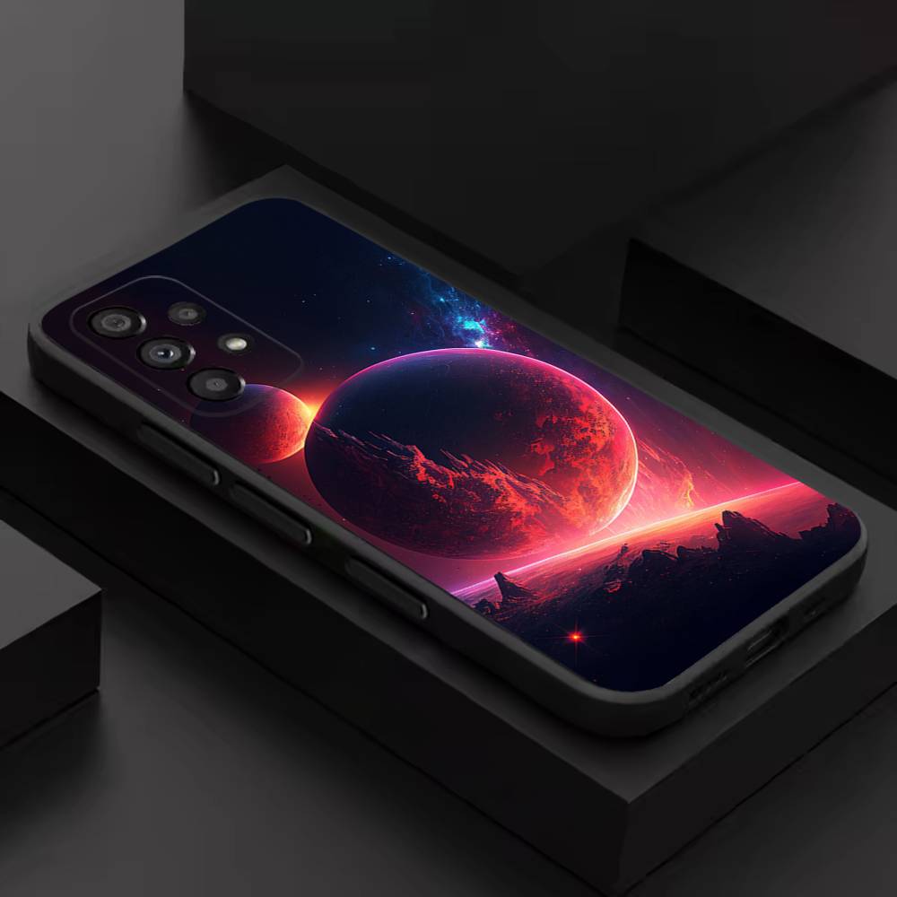 Moon Galaxy Universe For Samsung S 26,25,24,23,22,30,21,10,9,Ultra,Plus,Lite,FE,4,5G Black Soft Case Phone Case