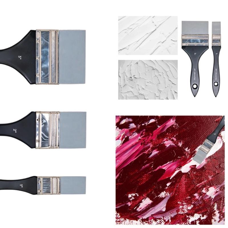 Painting Brush Flat Tip Silicone Paint Brush Multifunctional Artist Painting Tool for Oil Acrylic Watercolor Paint