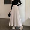 High Waist Autumn/Winter Pleated A-line Knit Skirt with Slimming Design