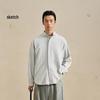 CROQUIS Men's Cotton Loose Fit Stand-Up Collar Long Sleeve Shirt