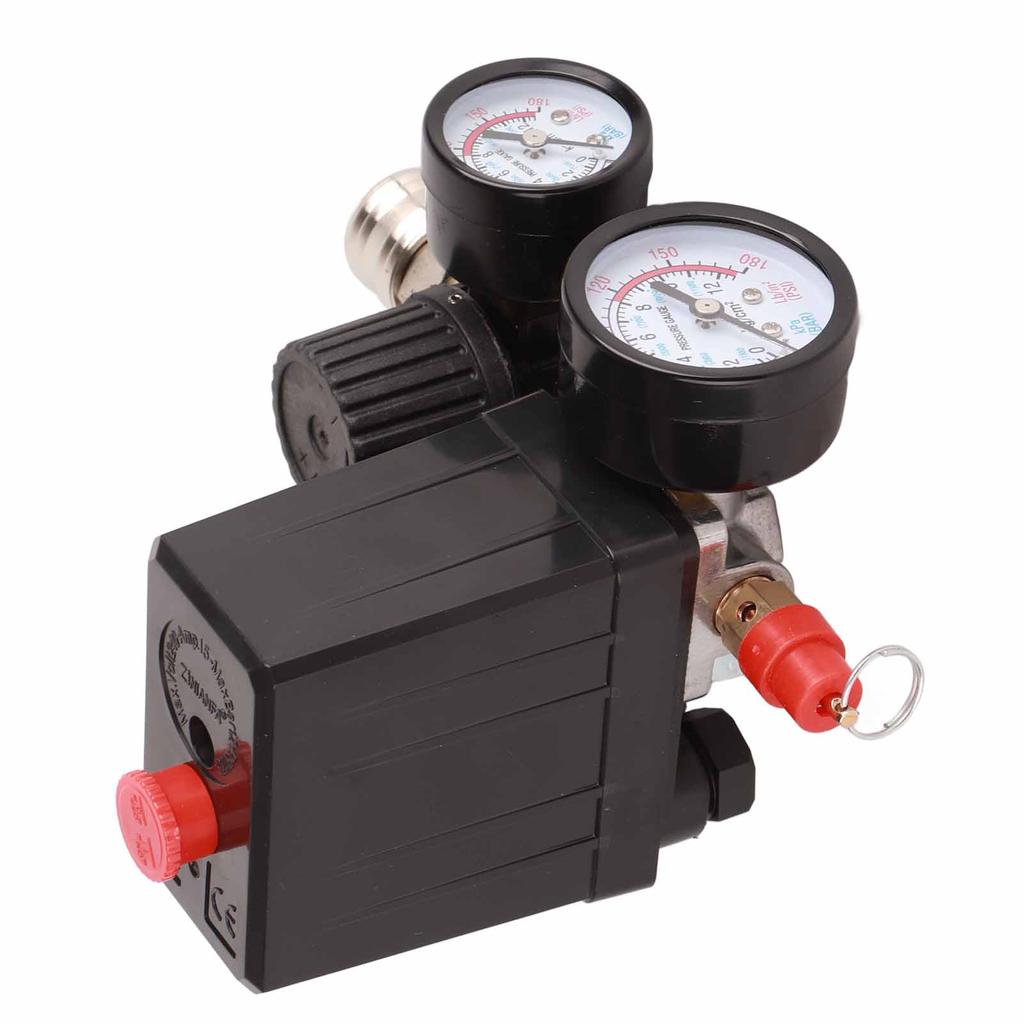 Pressure Switch Air Compressor Valve Air Compressor Pressure Switch 1/4in 4 Holes Controller Regulator Valve 90‑120PSI 220V