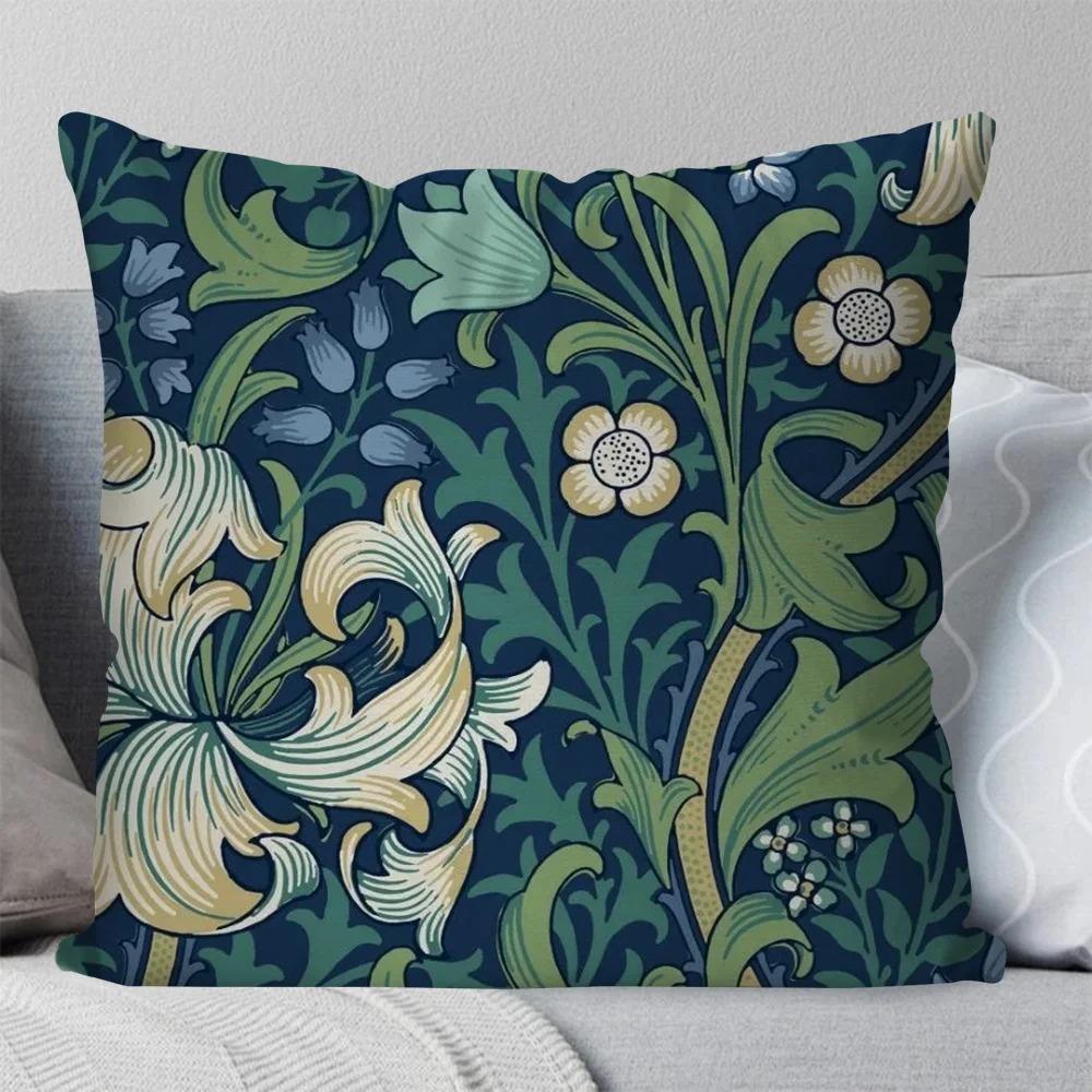 Vintage Floral Cushion Cover William Morris Style Botanical Throw Pillow Case For Sofa Living Room Bedroom Home Decor 40X40Cm