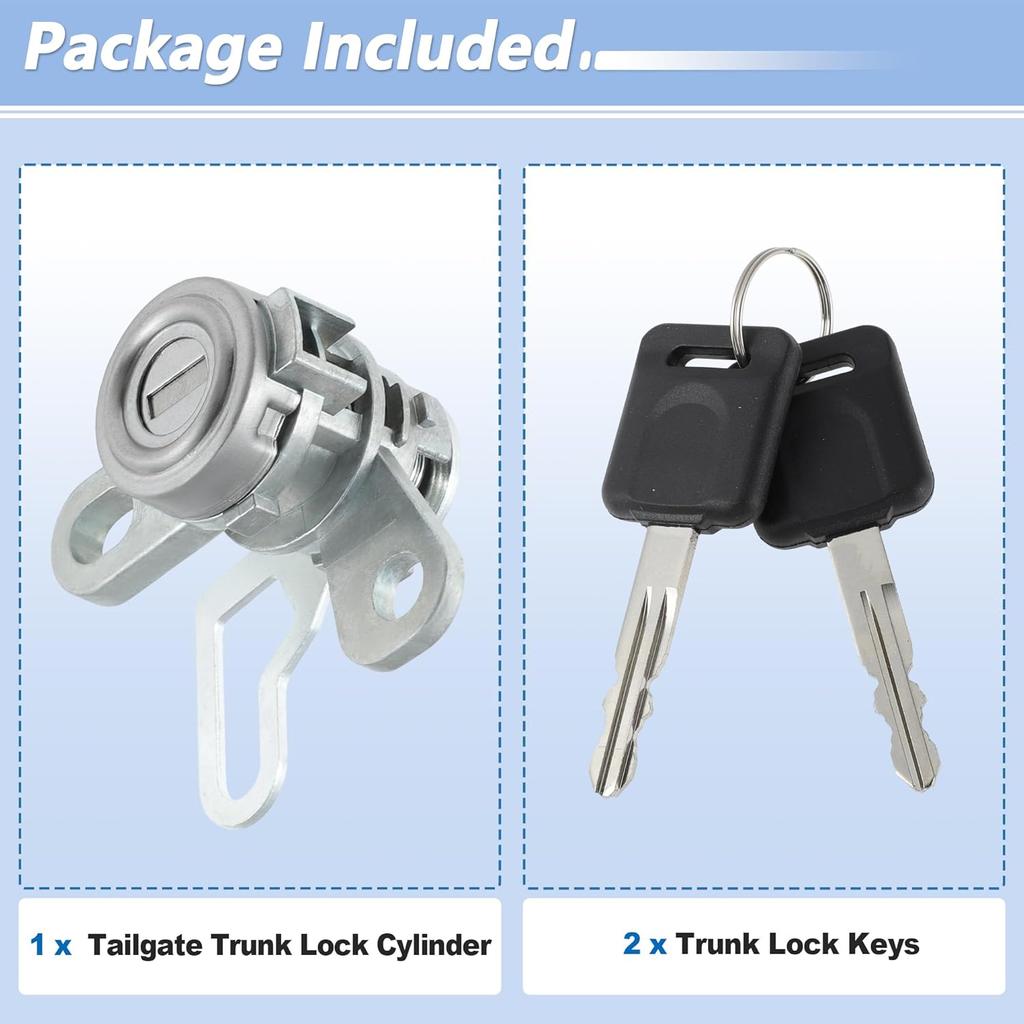 Upgraded Aluminum Alloy Tailgate Lock Cylinder with Keys for Nissan Frontier 2005-2021 Rear Trunk Liftgate Door Lock Cylinder Set Replace