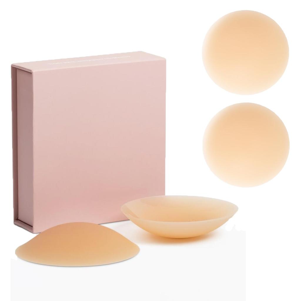 Wiederverwendbare Nippelabdeckungen Pasties Silikon Unsichtbare Brustaufkleber Groß Klebefutter Boob Tape Klebe-BH Für Frauen 2 Stück