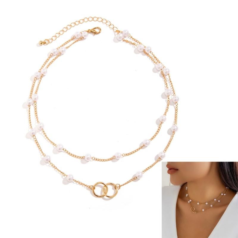 Chic Multi Layer Necklace Featuring High Quality Metal Sequins And Imitation Pearls Ideal For Trendy Occasions