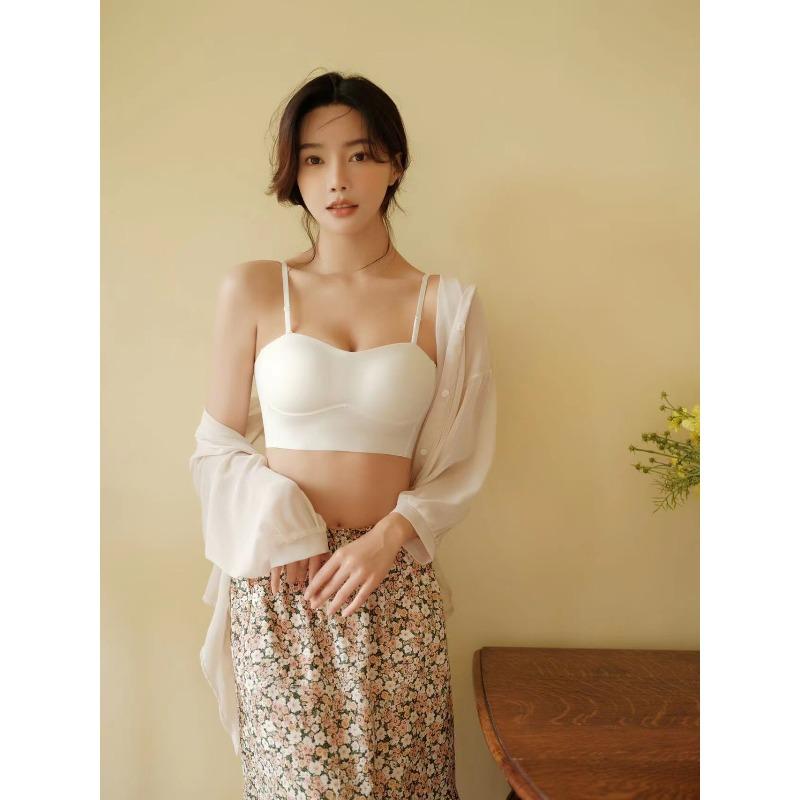 Spring and summer new bra vest thin big chest small comfortable gathering no steel ring no trace tube top underwear