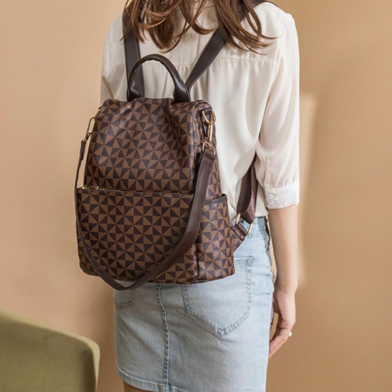 Роскошный модный рюкзак с принтом большой емкости для женщин из искусственной кожи — фото 4