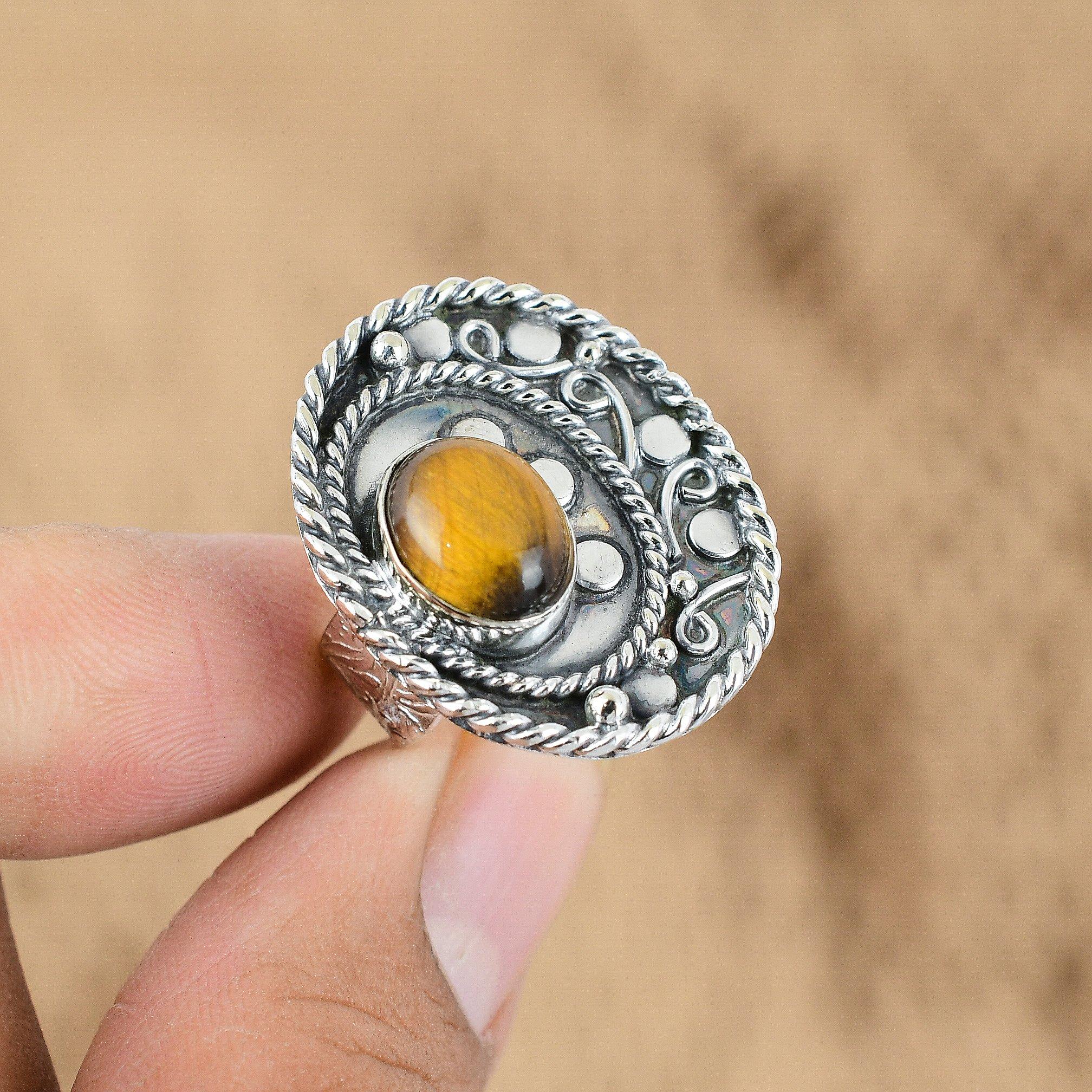

Gift For Her Natural Tiger S Eye Multi Stone Adjustable Ring 925 Silver Yes