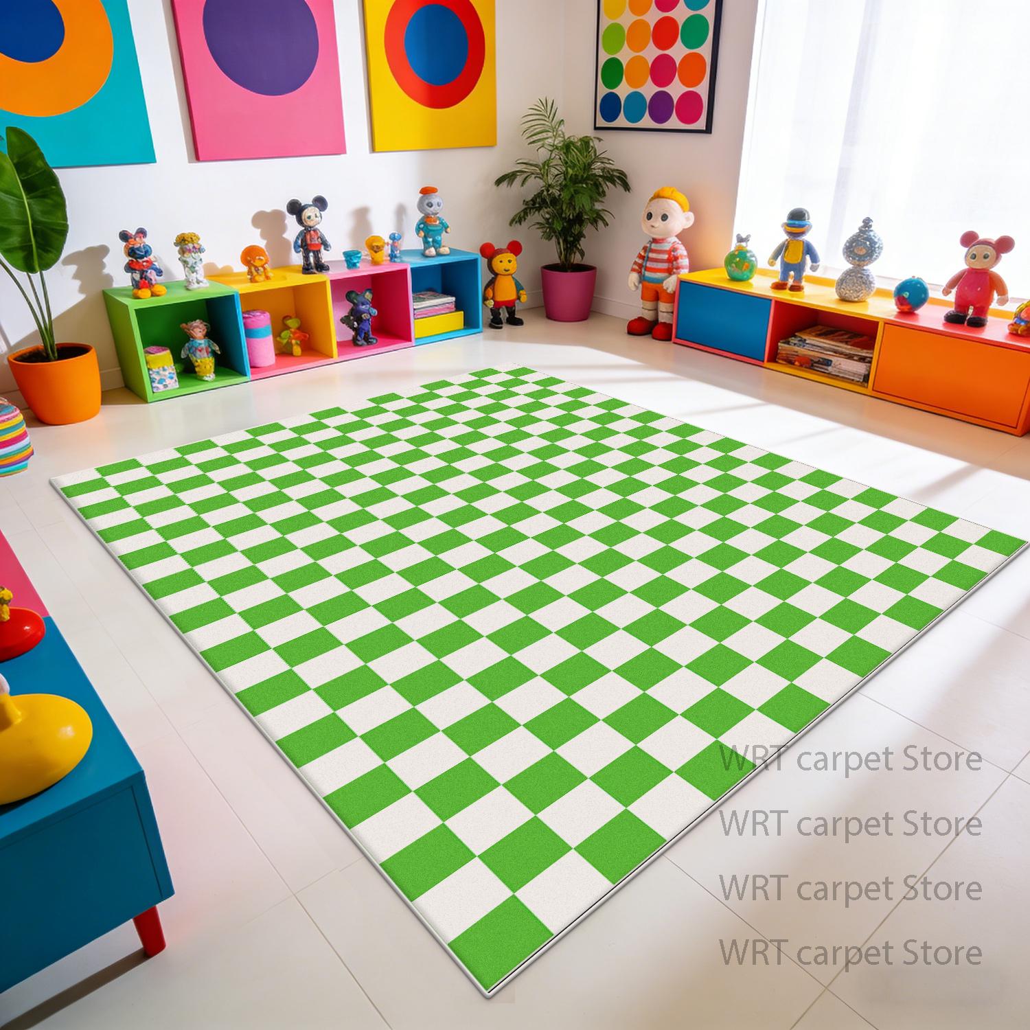 

Modern Plaid Rounded Corner Living Room Rug Decoration Home Children Room Plush Large Carpets Bedroom Bathroom Fashion Block Mat 60x90cm