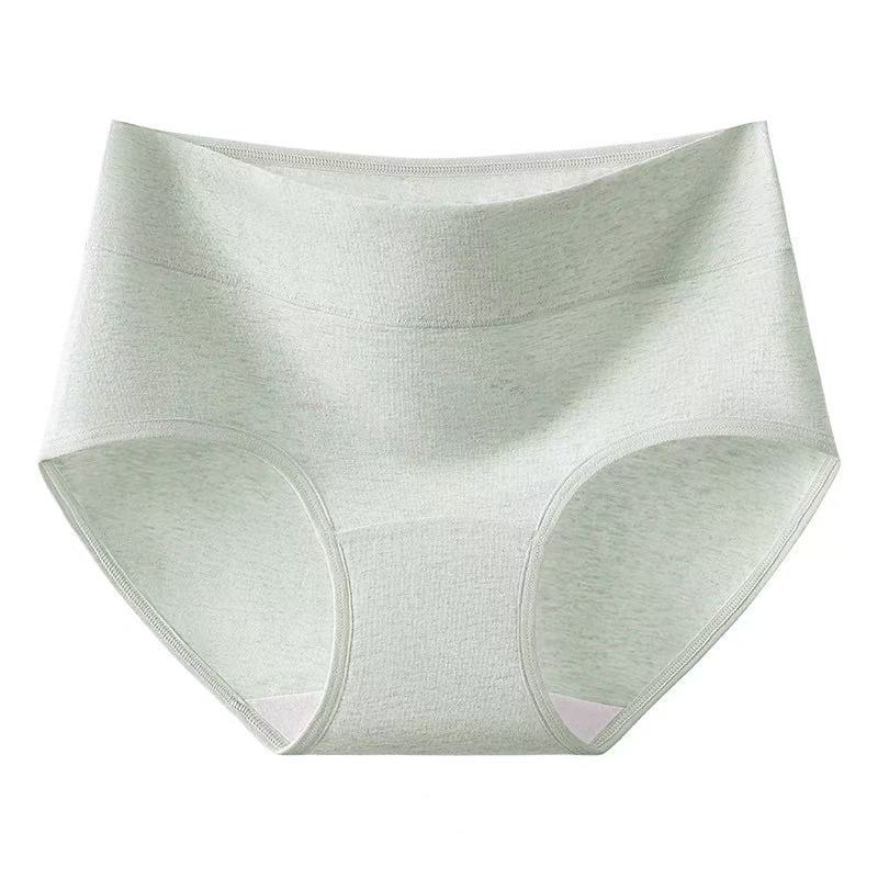 Ladies Spring and Autumn Simple A Class Colored Cotton Extended Crotch Light Abdominal High Waist Briefs