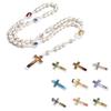 Catholic Cross Rosary Necklace Cross Pendant Beaded Necklace Religious Jewelry