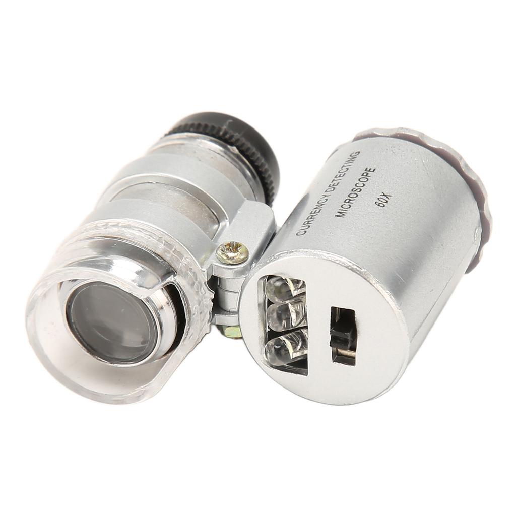 Jewelers Eye Loupe 60X Magnification LED Lights Foldable Design Pocket Microscope for Jewel