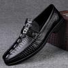Fashion New Crocodile Pattern Summer Loafers Luxury Brand Slip on Flats Genuine Leather Dress Driving Moccasins Casual Leather Footwear
