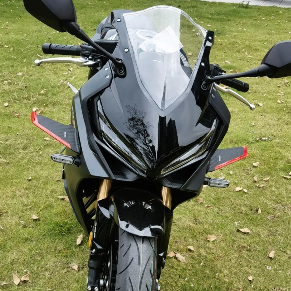 Universal Carbon Fiber Look Motorcycle Side Winglets Wind Fin Spoiler Trim Cover